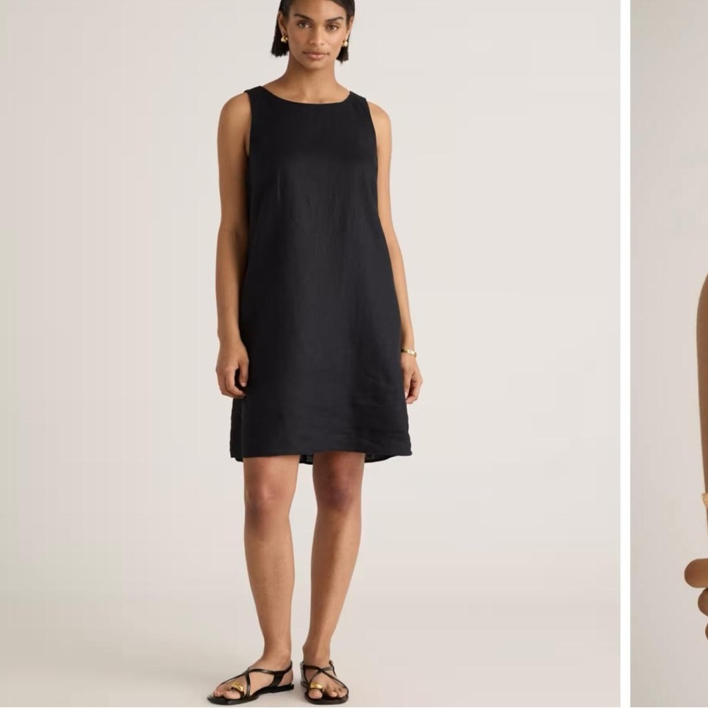 NWOT Quince 100% Linen Tank Mini Dress, Black size M, Minimalist Quiet Luxury